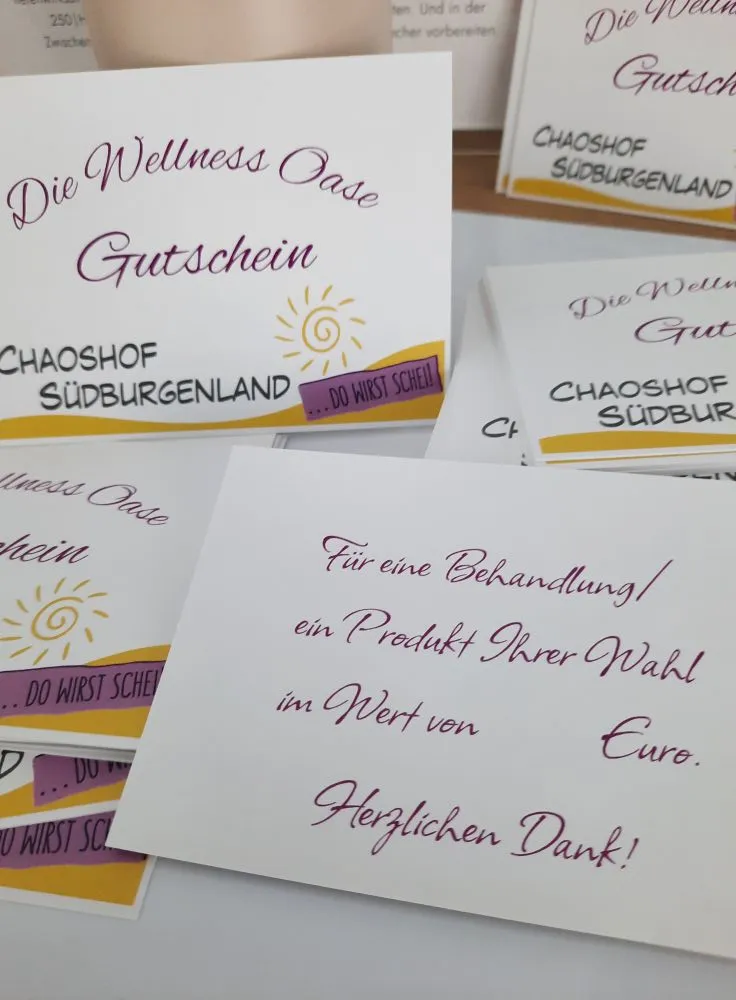 Geschenkgutscheine von der Wellnes Oase